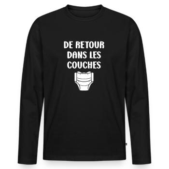 Couches - T-shirt manches longues Premium bio Homme - noir - Devant - Nico (187cm)