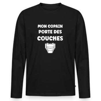 Couches - T-shirt manches longues Premium bio Homme - noir - Devant - Nico (187cm)