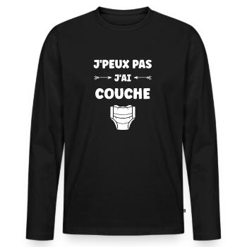 Couches - T-shirt manches longues Premium bio Homme - noir - Devant - Nico (187cm)