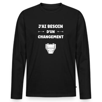 Couches - T-shirt manches longues Premium bio Homme - noir - Devant - Nico (187cm)