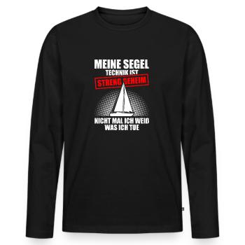 Ma technique de navigation Marin Capitaine de voile - T-shirt manches longues Premium bio Homme - noir - Devant - Nico (187cm)