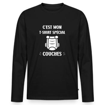 Couches - T-shirt manches longues Premium bio Homme - noir - Devant - Nico (187cm)