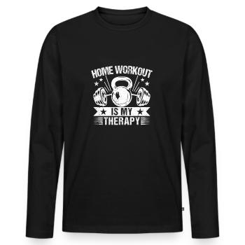 Gym Junkies Workout Is My Therapy Calisthenics - Men's Premium Organic Long Sleeve Shirt - black - Front - Nico (187cm)