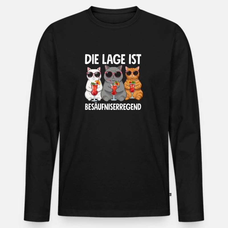 Die Lage Ist Besäufniserregend - Männer Premium Bio Langarmshirt - Schwarz