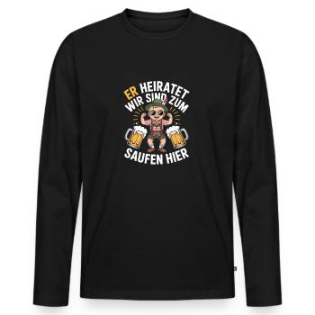 Il se marie, on est là pour boire - T-shirt manches longues Premium bio Homme - noir - Devant - Nico (187cm)