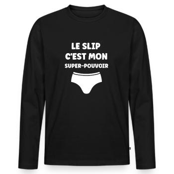 Slip - T-shirt manches longues Premium bio Homme - noir - Devant - Nico (187cm)