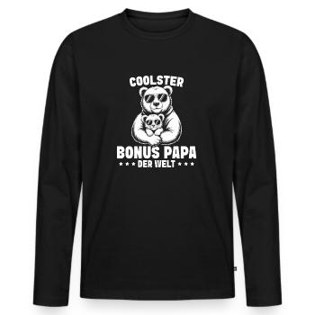 Coolster Bonus Papa der Welt Stiefvater - Männer Premium Bio Langarmshirt - Schwarz - Vorne - Nico (187cm)