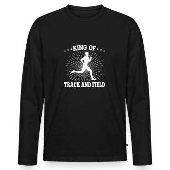 Track Athletics King Of Track & Field - Männer Premium Bio Langarmshirt - Schwarz - Vorne - Nico (187cm)