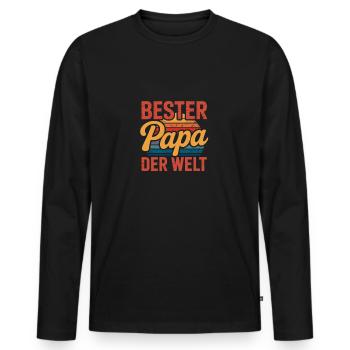 Meilleur papa du monde Look rétro - T-shirt manches longues Premium bio Homme - noir - Devant - Nico (187cm)