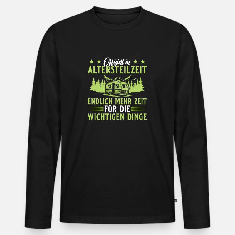 Altersteilzeit Wohnwagen Camping Frührente - Männer Premium Bio Langarmshirt - Schwarz