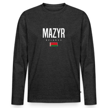 Mazyr Belarus Weißrussland - Männer Premium Bio Langarmshirt - Anthrazit meliert - Vorne - Nico (187cm)