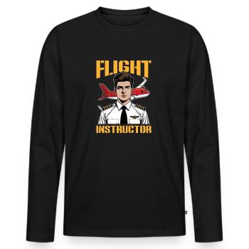 Flight Instructor Aviation Teacher Pilot School - Men's Premium Organic Long Sleeve Shirt - black - Front - Nico (187cm)
