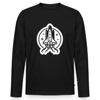Space shuttle launch logo icon. Take off. rocket - Men's Premium Organic Long Sleeve Shirt - black - Front - Nico (187cm)