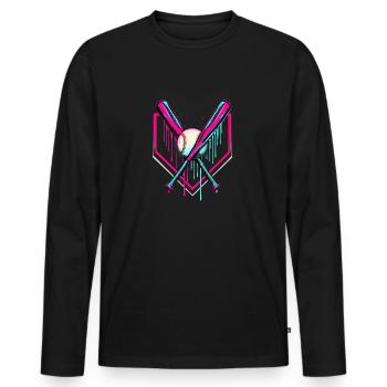 Baseball Batte de baseball - T-shirt manches longues Premium bio Homme - noir - Devant - Nico (187cm)