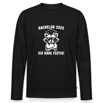Bachelor 2025 Waschbär Bestandene Bachelorprüfung - Männer Premium Bio Langarmshirt - Schwarz - Vorne - Nico (187cm)