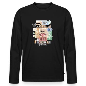 Junk Journal Queen – Vintage Collage - Männer Premium Bio Langarmshirt - Schwarz - Vorne - Nico (187cm)
