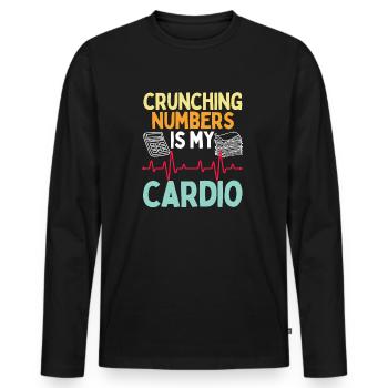 Das Knacken von Zahlen ist mein Cardio - Männer Premium Bio Langarmshirt - Schwarz - Vorne - Nico (187cm)