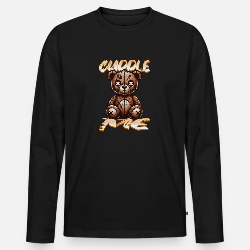 Cuddle me Bear - Männer Premium Bio Langarmshirt - Schwarz