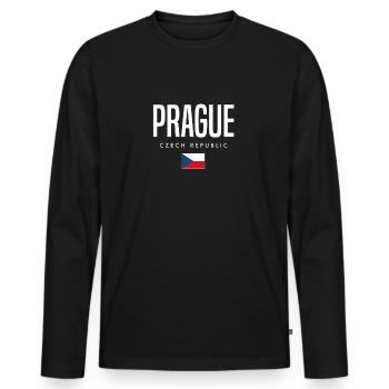 Prag Tschechien - Männer Premium Bio Langarmshirt - Schwarz - Vorne - Nico (187cm)