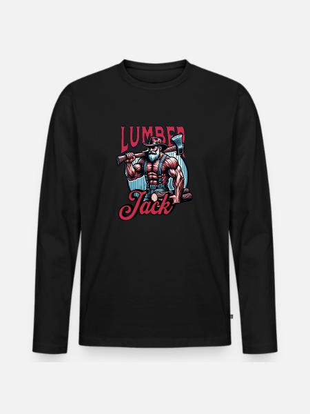 Lumberjack with Axe - Lumberjack - Men's Premium Organic Long Sleeve Shirt - black