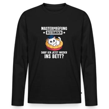 Masterprüfung bestanden Katze - Master Abschluss - Männer Premium Bio Langarmshirt - Schwarz - Vorne - Nico (187cm)