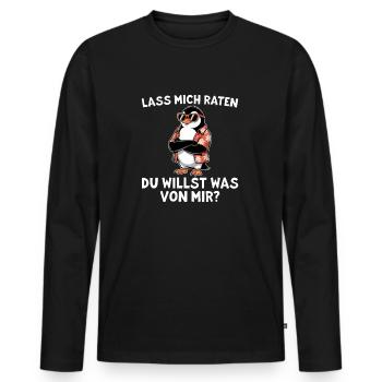 Genervter Pinguin - Du willst was von mir - Männer Premium Bio Langarmshirt - Schwarz - Vorne - Nico (187cm)