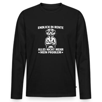 Rente Erdmännchen Lustig Ruhestand - Männer Premium Bio Langarmshirt - Schwarz - Vorne - Nico (187cm)