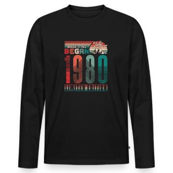Geburtstag 1980 Jahrgang Juli Retro Geschenk - Männer Premium Bio Langarmshirt - Schwarz - Vorne - Nico (187cm)