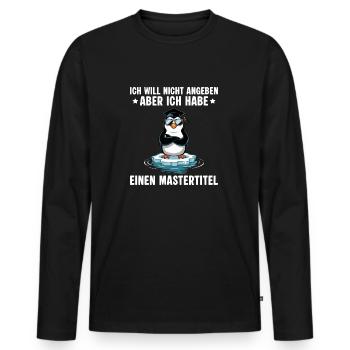 Mastertitel Pinguin Uni Master Abschluss - Männer Premium Bio Langarmshirt - Schwarz - Vorne - Nico (187cm)