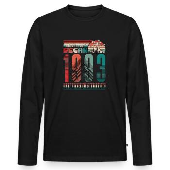 Anniversaire 1993 Vintage Juillet Cadeau Rétro - T-shirt manches longues Premium bio Homme - noir - Devant - Nico (187cm)