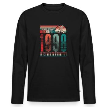 Geburtstag 1998 Jahrgang Juli Retro Geschenk - Männer Premium Bio Langarmshirt - Schwarz - Vorne - Nico (187cm)