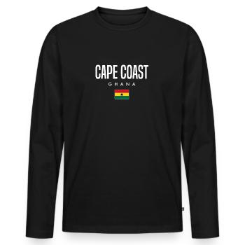 Cape Coast, Ghana - T-shirt manches longues Premium bio Homme - noir - Devant - Nico (187cm)