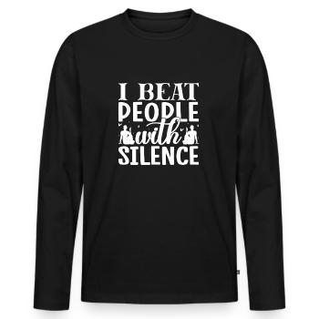 Pilates Enthusiasts I Beat People With Silence - Men's Premium Organic Long Sleeve Shirt - black - Front - Nico (187cm)