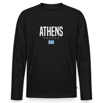 Athens Greece - Men's Premium Organic Long Sleeve Shirt - black - Front - Nico (187cm)