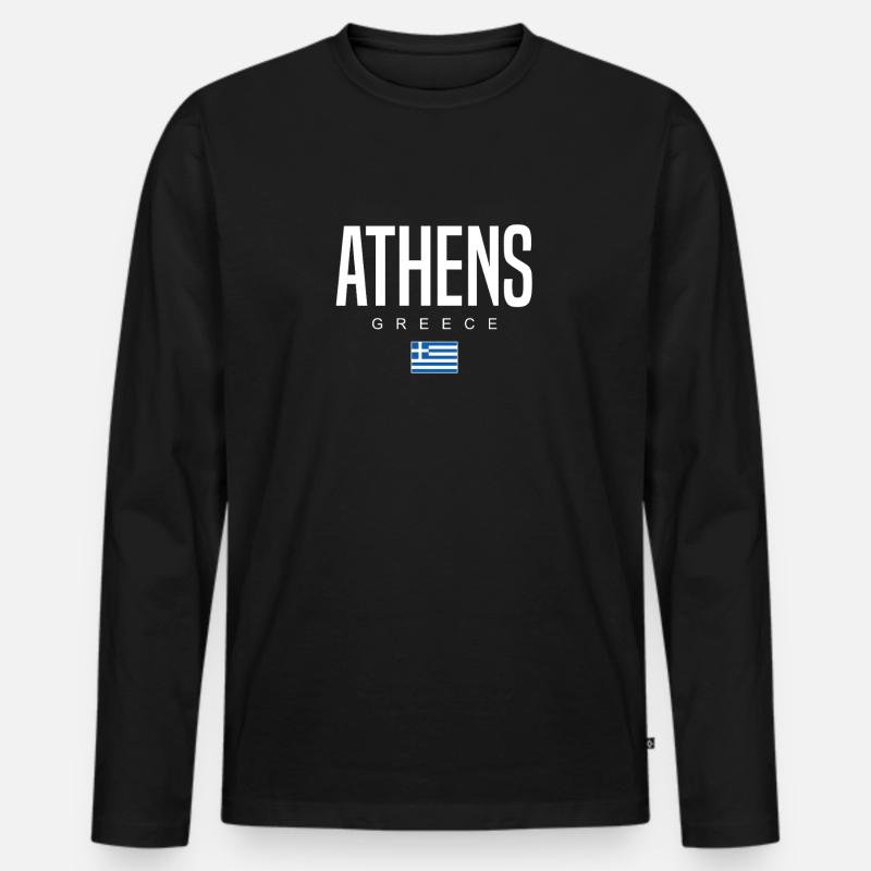 Athen Griechenland - Männer Premium Bio Langarmshirt - Schwarz