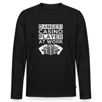 Casino Joueur Danger Joueur Au Travail Jeux d’argent - T-shirt manches longues Premium bio Homme - noir - Devant - Nico (187cm)