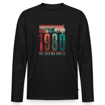 Geburtstag 1980 Jahrgang August Retro Geschenk - Männer Premium Bio Langarmshirt - Schwarz - Vorne - Nico (187cm)