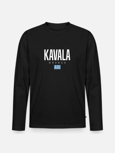 Kavala, Grèce - T-shirt manches longues Premium bio Homme - noir