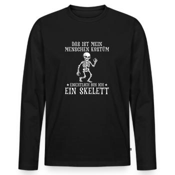 Halloween Skelett Kostüm - Männer Premium Bio Langarmshirt - Schwarz - Vorne - Nico (187cm)