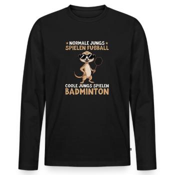 Federball - Coole Jungs spielen Badminton - Männer Premium Bio Langarmshirt - Schwarz - Vorne - Nico (187cm)