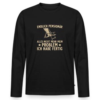 Pension Liegestuhl - Endlich Pensionär - Männer Premium Bio Langarmshirt - Schwarz - Vorne - Nico (187cm)