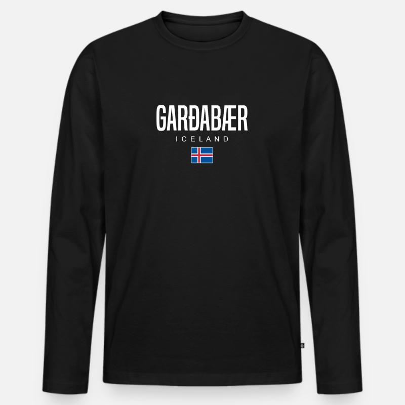 Garðabær Island - Männer Premium Bio Langarmshirt - Schwarz