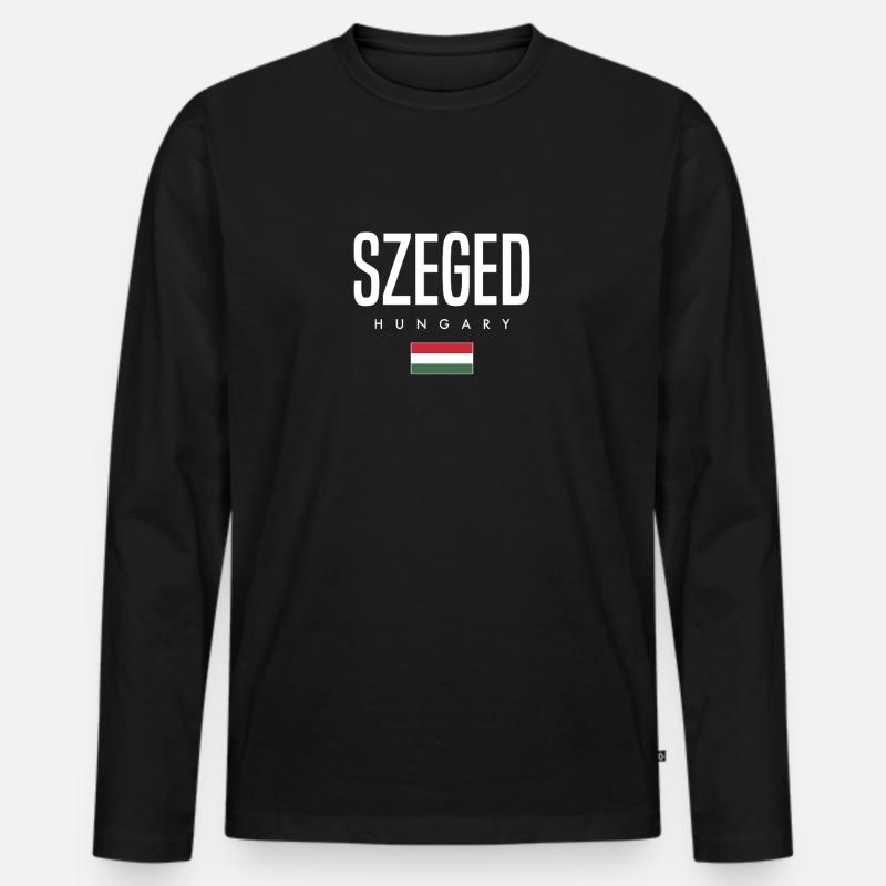 Szeged Ungarn - Männer Premium Bio Langarmshirt - Schwarz
