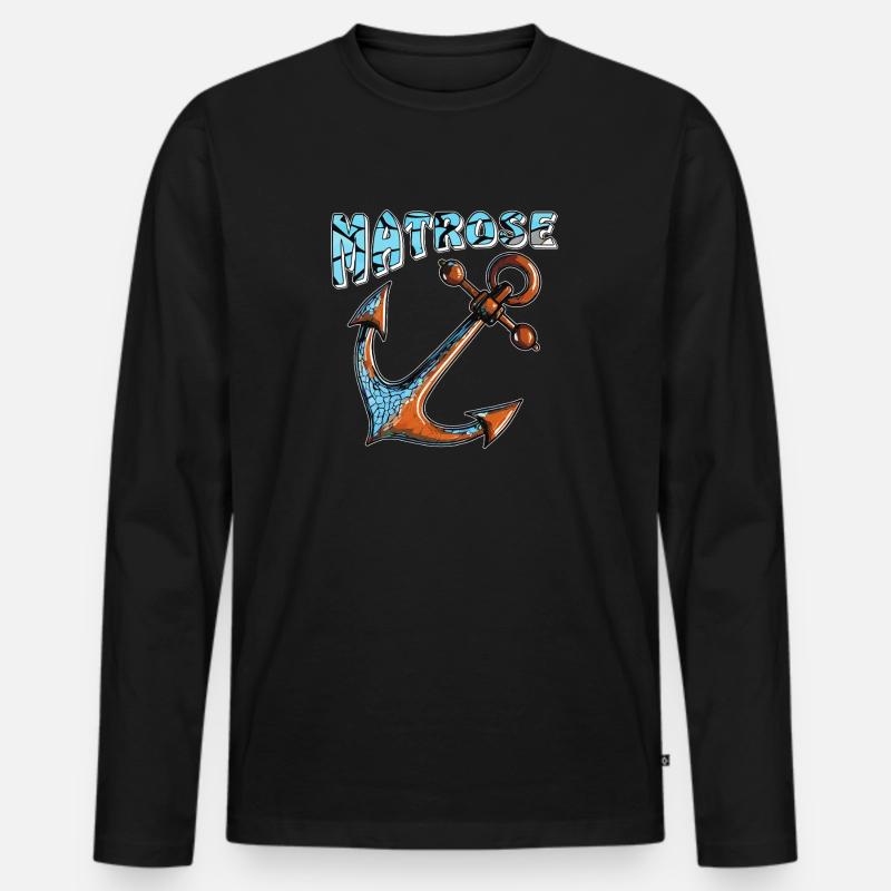 SCHIFFANKER MATROSE - Männer Premium Bio Langarmshirt - Schwarz