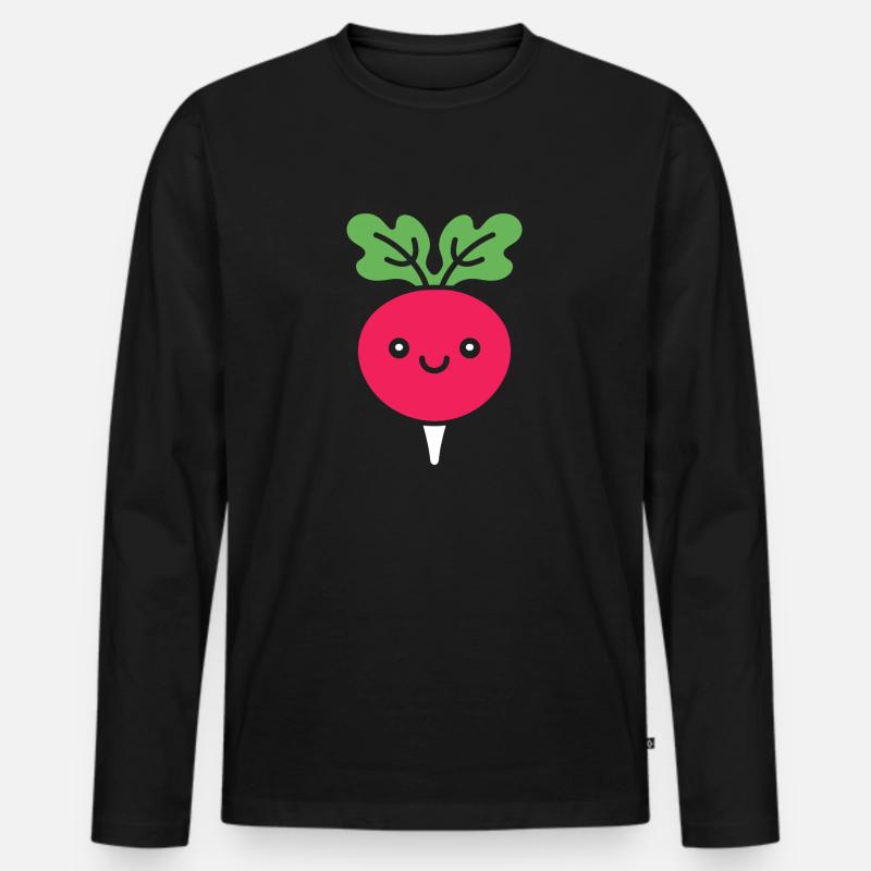 Radieschen - Männer Premium Bio Langarmshirt - Schwarz