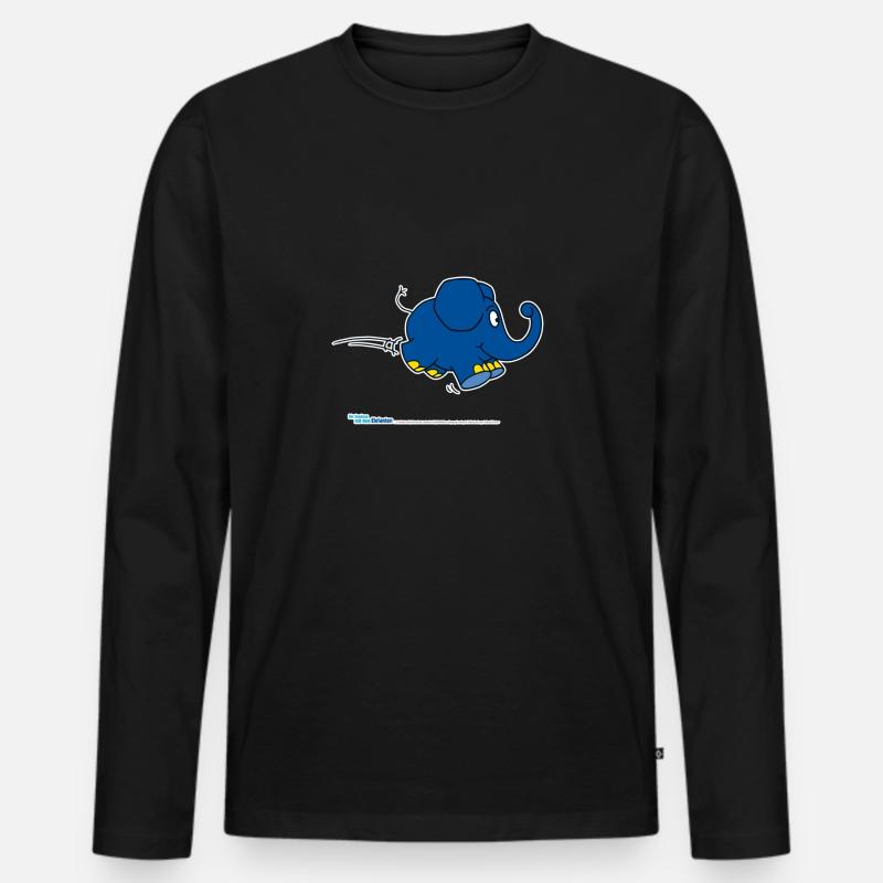 Der Elefant - hüpfend - Männer Premium Bio Langarmshirt - Schwarz