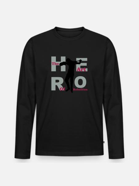 hero guitar - Men's Premium Organic Long Sleeve Shirt - black