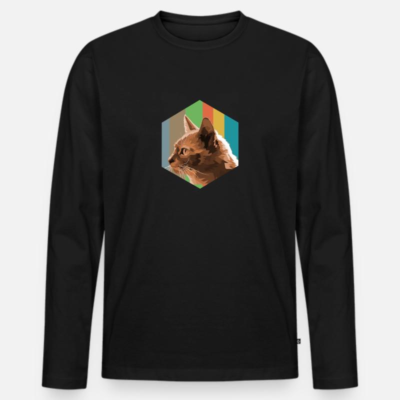 Tier Design Shirt Katze - Männer Premium Bio Langarmshirt - Schwarz