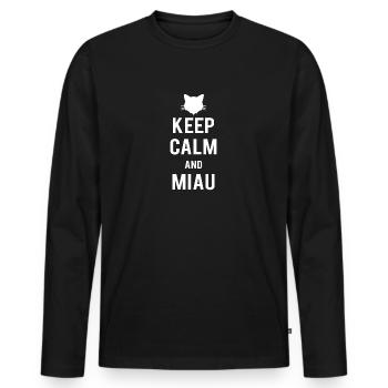 chaton - T-shirt manches longues Premium bio Homme - noir - Devant - Nico (187cm)