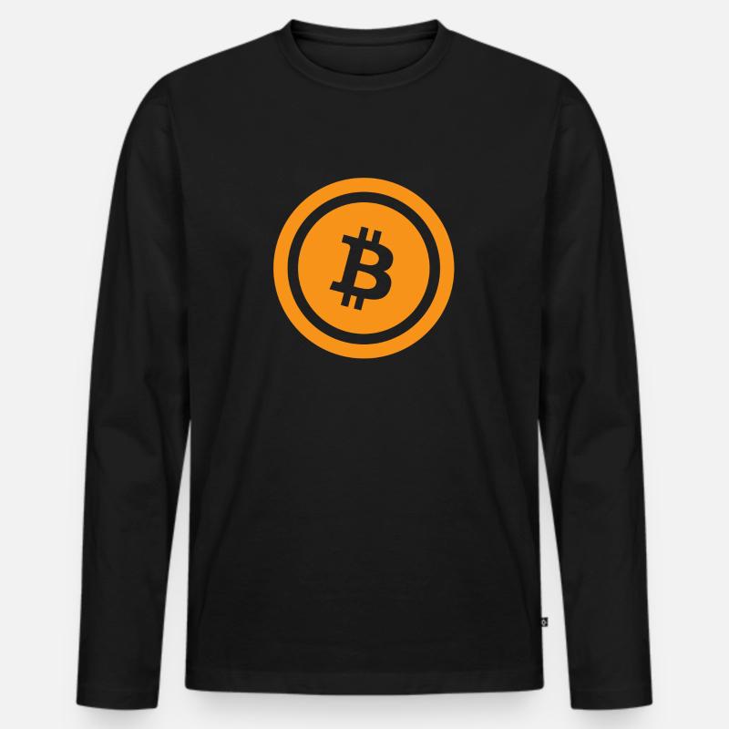 Classic Bitcoin BTC Logo - Männer Premium Bio Langarmshirt - Schwarz